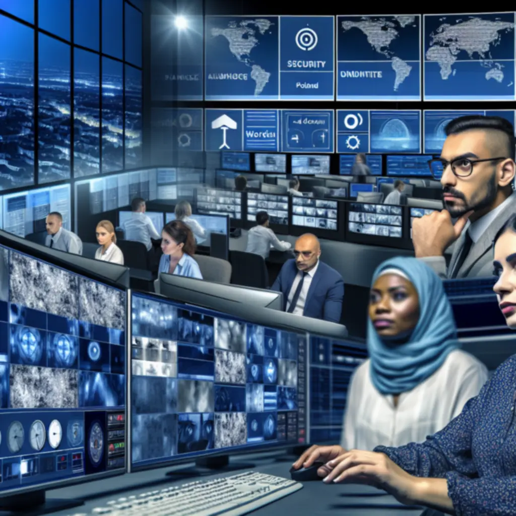 Stanowisko monitoringu w centrum bezpieczeństwa firmy