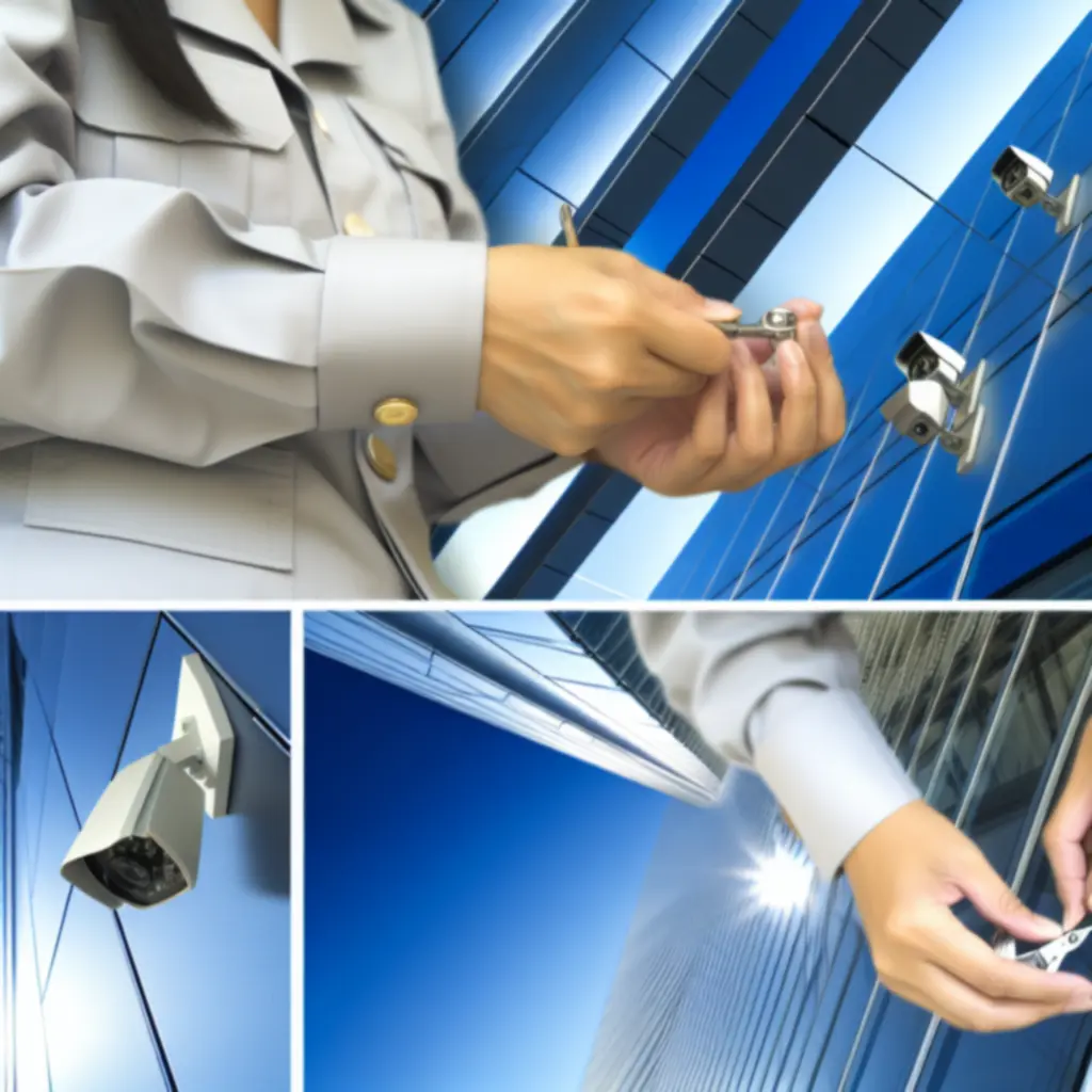 Technik instalujący nowoczesny system monitoringu